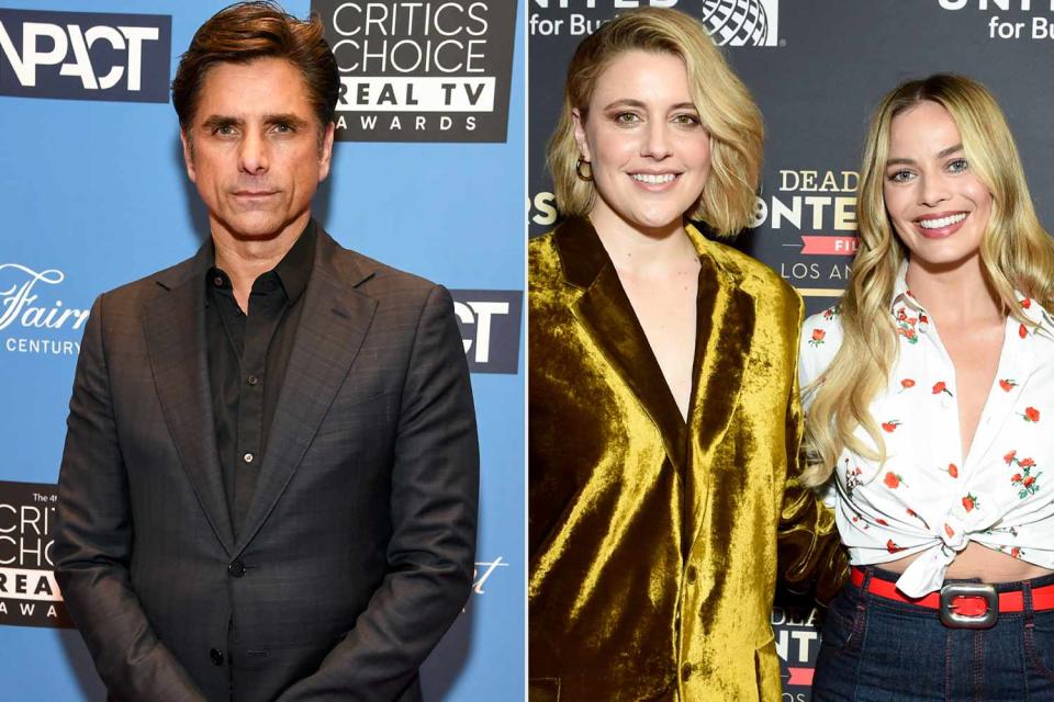 <p>Michael Kovac/Getty; Gilbert Flores/Deadline via Getty</p> John Stamos; Margot Robbie and Greta Gerwig