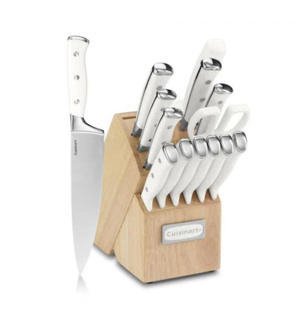 sterling silver Cuisinart knife set with white handles