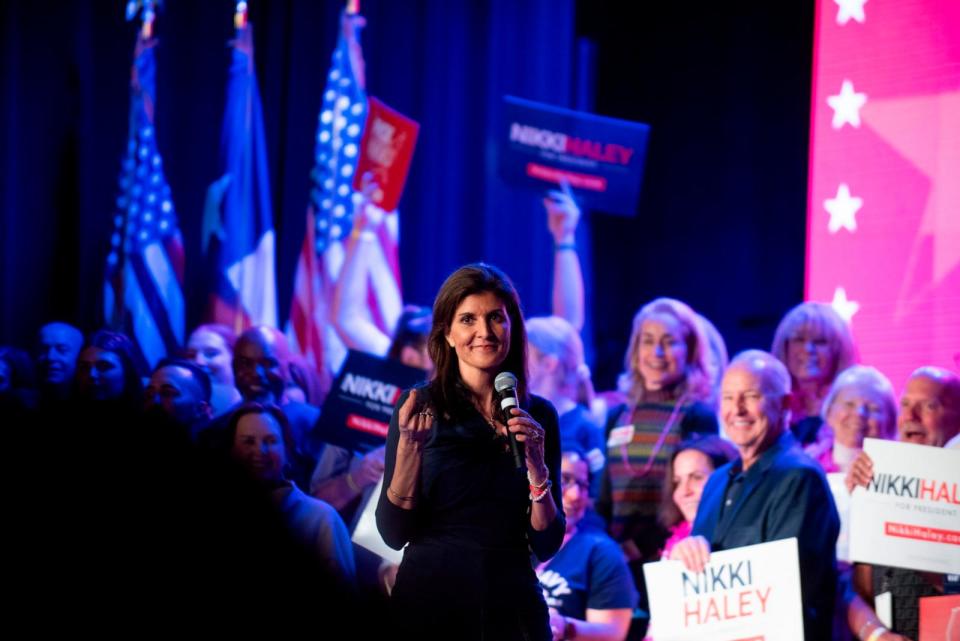 PHOTO: Republican presidential candidate, former U.N. Ambassador Nikki Haley speaks at a campaign rally, March 4, 2024, in Fort Worth, Texas.  (Emil Lippe/Getty Images)