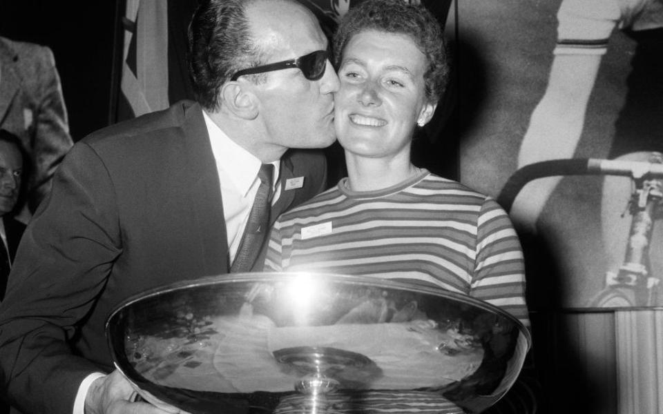 Beryl Burton and Henry Cooper are presented with Top Sportsman and Sportswoman of the Year at the Savoy Hotel, 1967 - Getty Images 