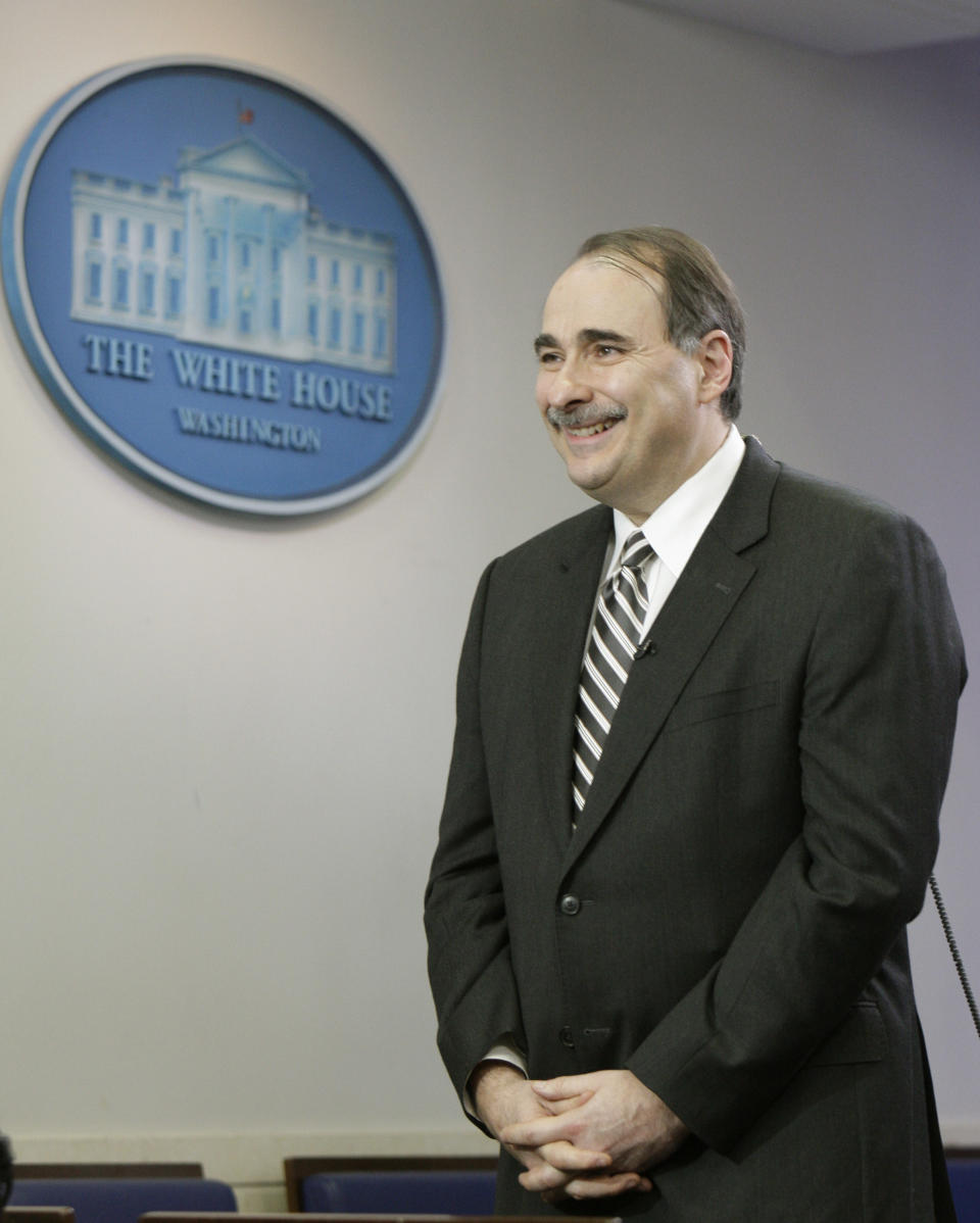 FILE - In this Wednesday, Jan. 27, 2010 file photo, Senior White House adviser David Axelrod waits for a television interview in the Briefing Room of the White House in Washington. Britain's opposition Labour Party has recruited Axelrod, a top adviser to U.S. President Barack Obama's campaigns, to help with its leader's election bid next year. (AP Photo/Alex Brandon, File)