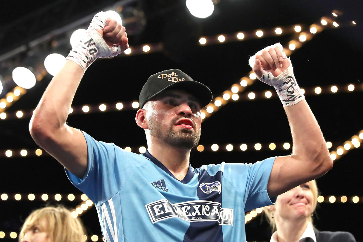 NEW YORK, NY - MARCH 17:  Jose Ramirez celebrates after defeating Amir Imam during their WBC junior welterweight fight at The Theatre at Madison Square Garden on March 17, 2018 in New York City.  (Photo by Abbie Parr/Getty Images)