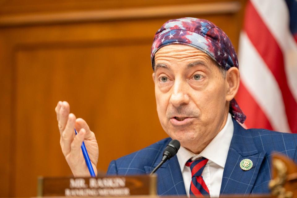 Rep. Jamie Raskin (D-MD) makes an opening statement before Gary Shapley, Supervisory Special Agent for the IRS, and Joseph Ziegler, Criminal Investigator for the IRS, testify in front of the House Oversight Committee on July 19, 2023 in Washington. Shapley alleges that the Justice Department interfered in the IRS investigation of Hunter Biden.