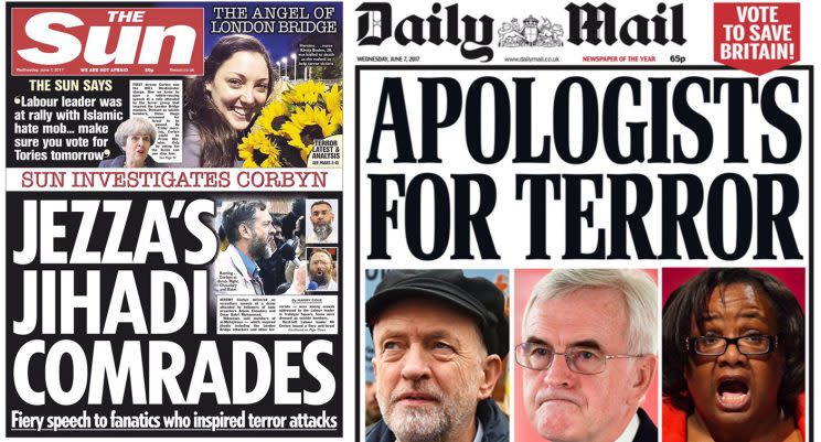 Jeremy Corbyn has been heavily criticised (Picture: Sun/Daily Mail)