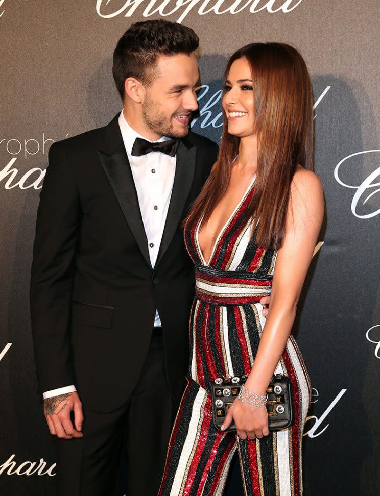 Cheryl Cole (L) and her boyfriend Liam Payne, member of 'one direction' arrive at the Chopard Trophy Ceremony at the annual 69th Cannes Film Festival at Hotel Martinez