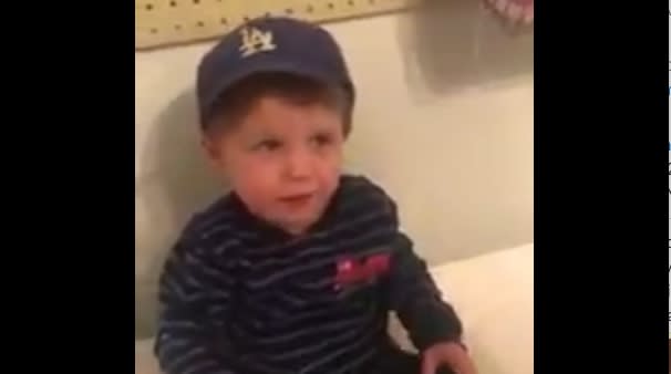 This 2-year-old Dodgers fan is very concerned about Justin