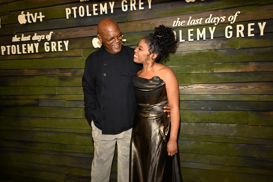 Samuel L. Jackson, Dominque Fishback at the premiere of ‘The Last Days of Ptolemy Grey’ held at Village Theatre on March 7, 2022 in Los Angeles, California. - Credit: Dan Steinberg for Variety