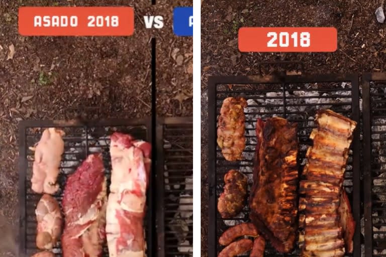 Diego Santilli compartió un video en TikTok de cuánto asado se podía comer en 2018 versus lo que se puede hacer en 2022
