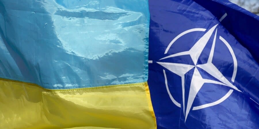 Flags of Ukraine and NATO