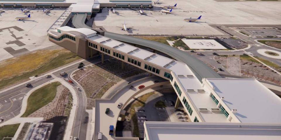 A $1.3 billion renovation plan at the Sacramento International Airport includes a pedestrian walkway from Terminal B to the concourse that would be an alternative to the Automated People Mover.