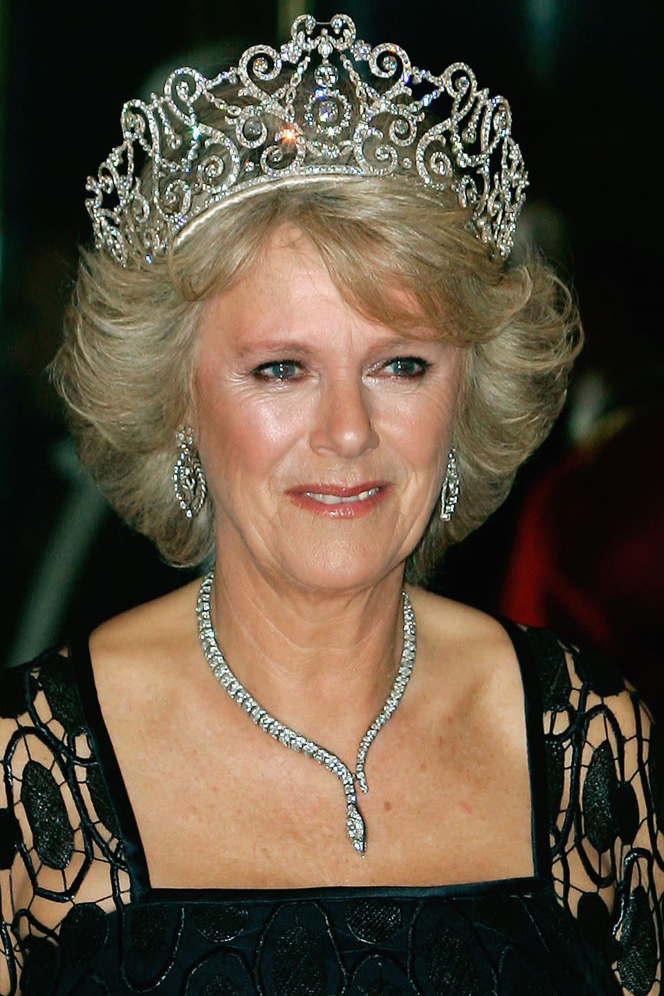 <p>The Delhi Durbar tiara is one of three on loan from the Queen to her daughter-in-law Camilla, Duchess of Cornwall. Made by Garrard, it was originally made for Queen Mary in 1911 for a celebration in Delhi to mark the coronation of King George V and Queen Mary as Emperor and Empress of India.</p>