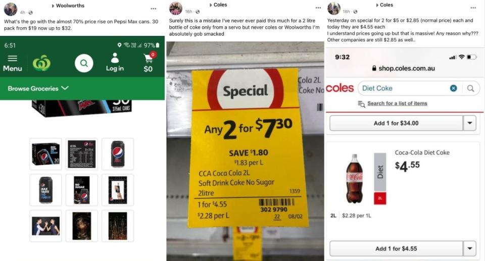 Facebook complaints over soft drink prices increasingly in supermarkets