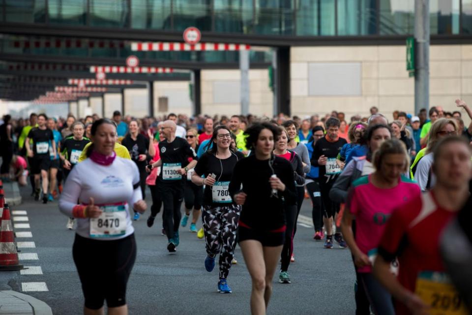 Runners at the airport last year - getty