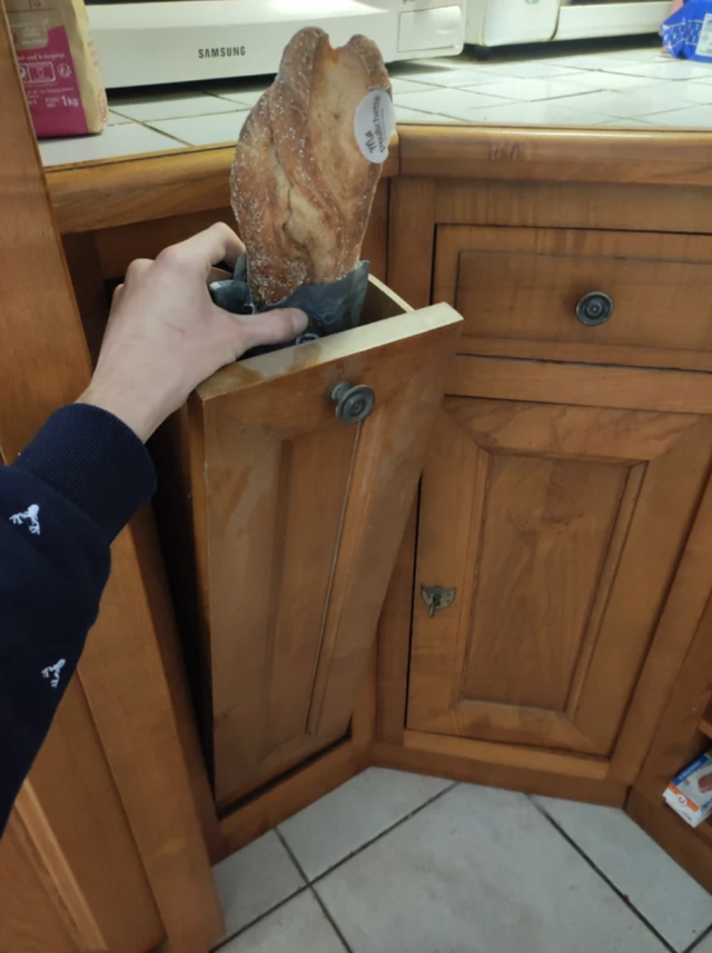 tall pull out drawer with bread