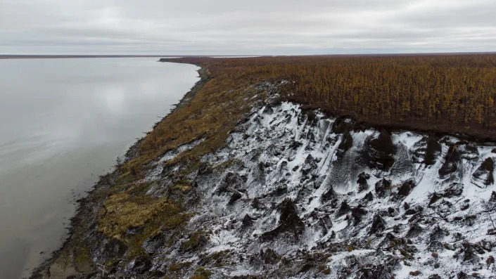 Russian permafrost next to a river.