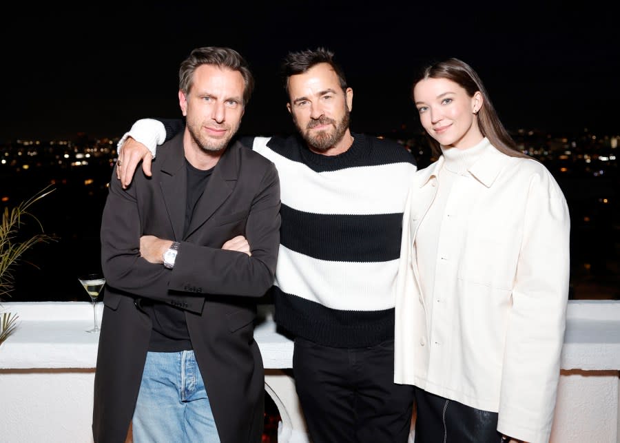 Justin Theroux and Girlfriend Nicole Brydon Bloom Wear Monochrome Outfits for Date Night in LA