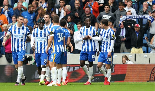 Brighton celebrate a goal