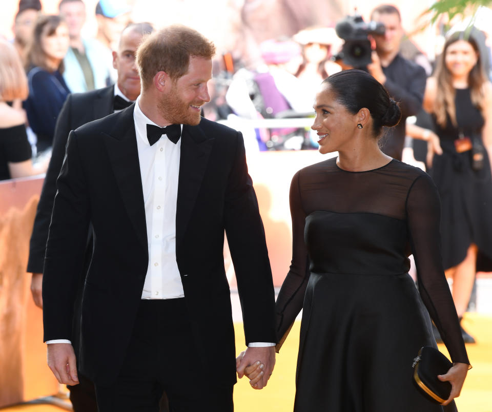 The Duke of Sussex and The Duchess of Sussex at the European Premiere of The Lion King, Odeon Cinema, Leicester Square, London. Photo credit should read: Doug Peters/EMPICS