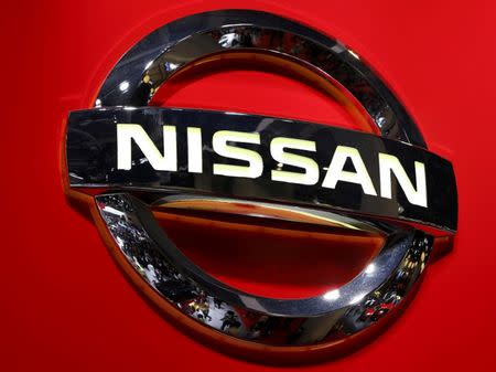 FILE PHOTO - Logo of the Nissan Motor Co. is displayed at the 44th Tokyo Motor Show in Tokyo, Japan, November 2, 2015. REUTERS/Issei Kato/File Photo