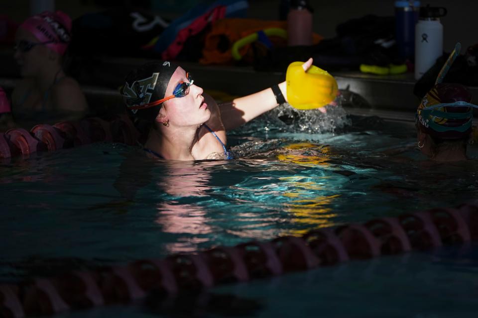 New Albany senior freestyle specialist Ashlyn Morr said technical swimsuits get high school swimmers "in the mindset of racing, racing each other, racing faster."