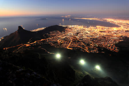 Cape Town, South Africa just after sunset, taken from top of Table Mountain.