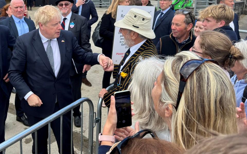 Boris Johnson is pictured at the Royal Cornwall Show today which takes place in Wadebridge in north Cornwall - Ben Rook/Animal News Agency 