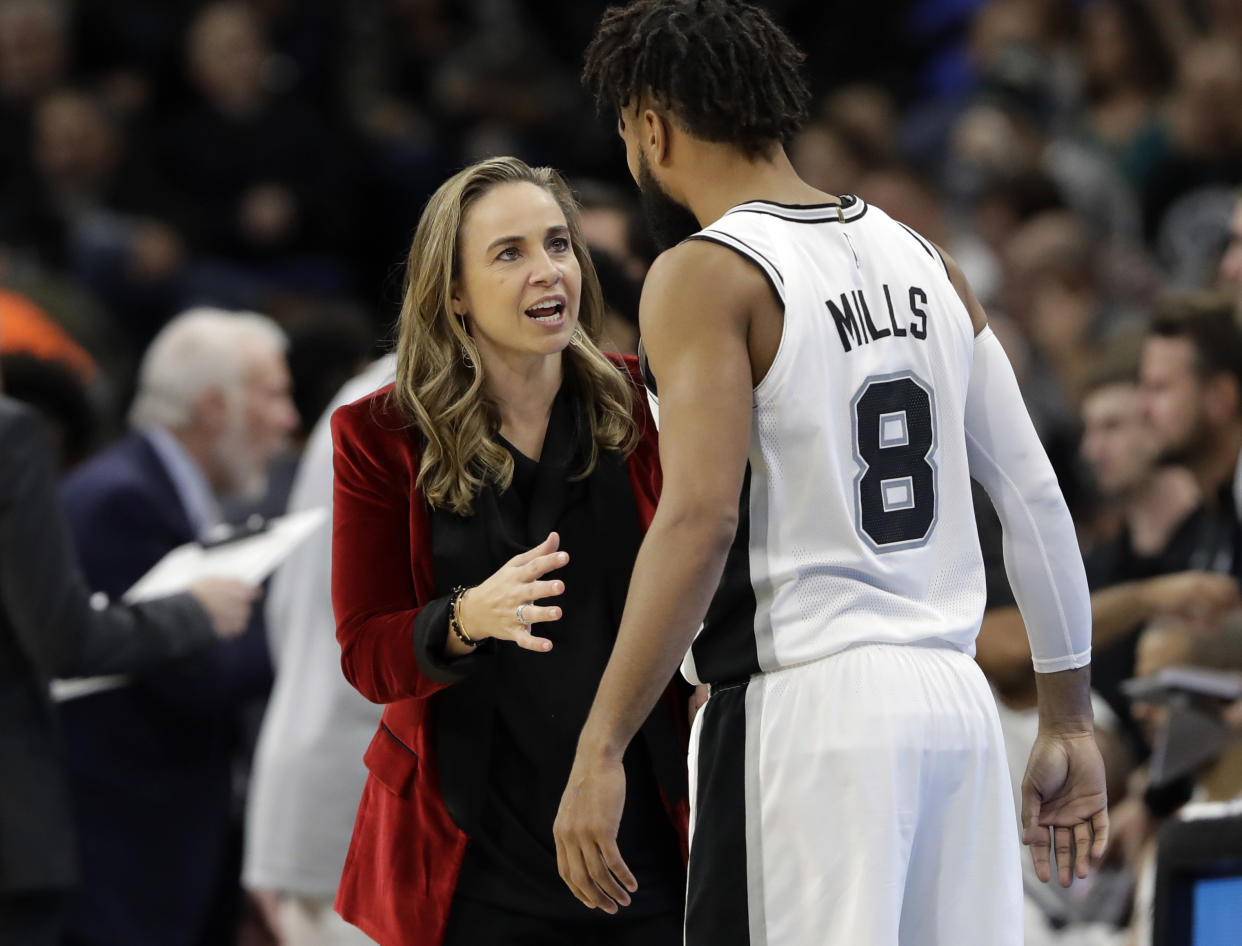 San Antonio Spurs assistant coach Becky Hammon was promoted Wednesday to the role once held by former Spurs assistant James Borrego. (AP Photo)