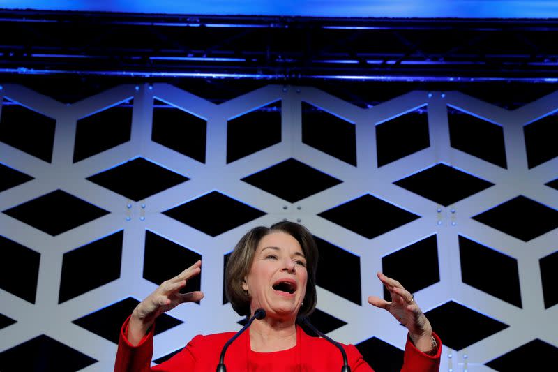 U.S. Democratic presidential candidate Amy Klobuchar speaks at a North Carolina Democratic Party event in Charlotte, North Carolina