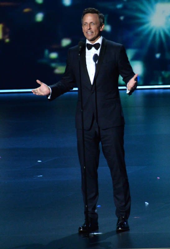 Seth Meyers appears onstage during the 71st annual Primetime Emmy Awards at the Microsoft Theater in downtown Los Angeles on September 22, 2019. The comedian turns 50 on December 28. File Photo by Jim Ruymen/UPI