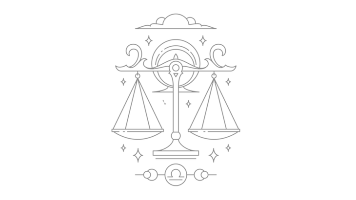 Illustration of the astrological zodiac sign Libra, depicted by scales hanging in the balance