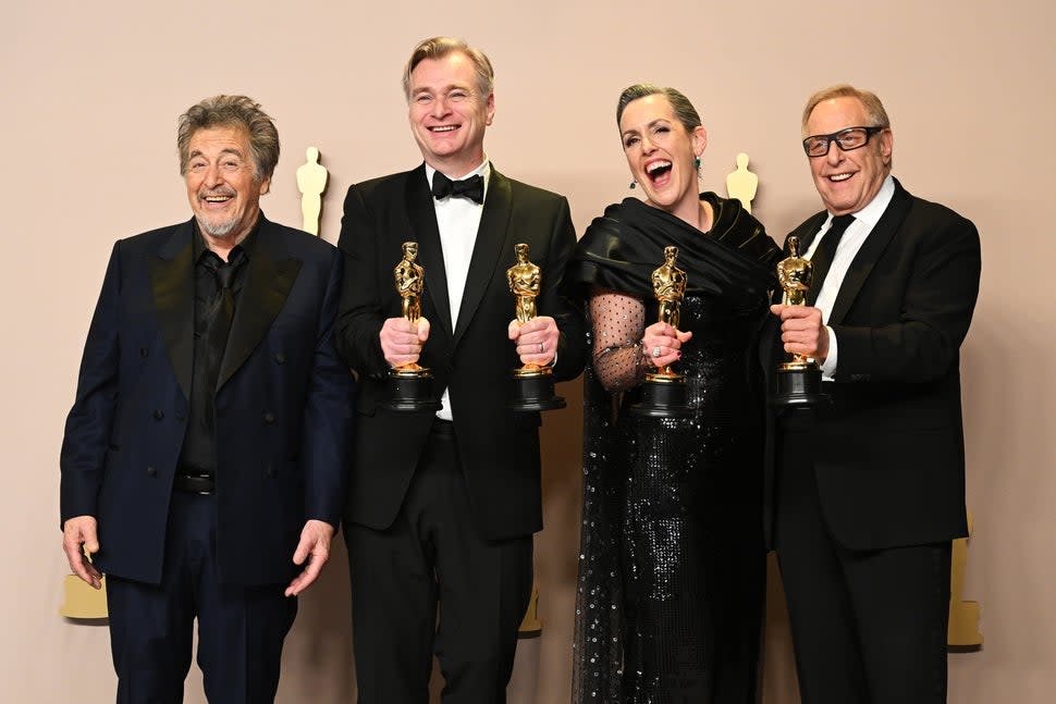 Emma Thomas, Christopher Nolan, and Charles Roven win Best Picture for 