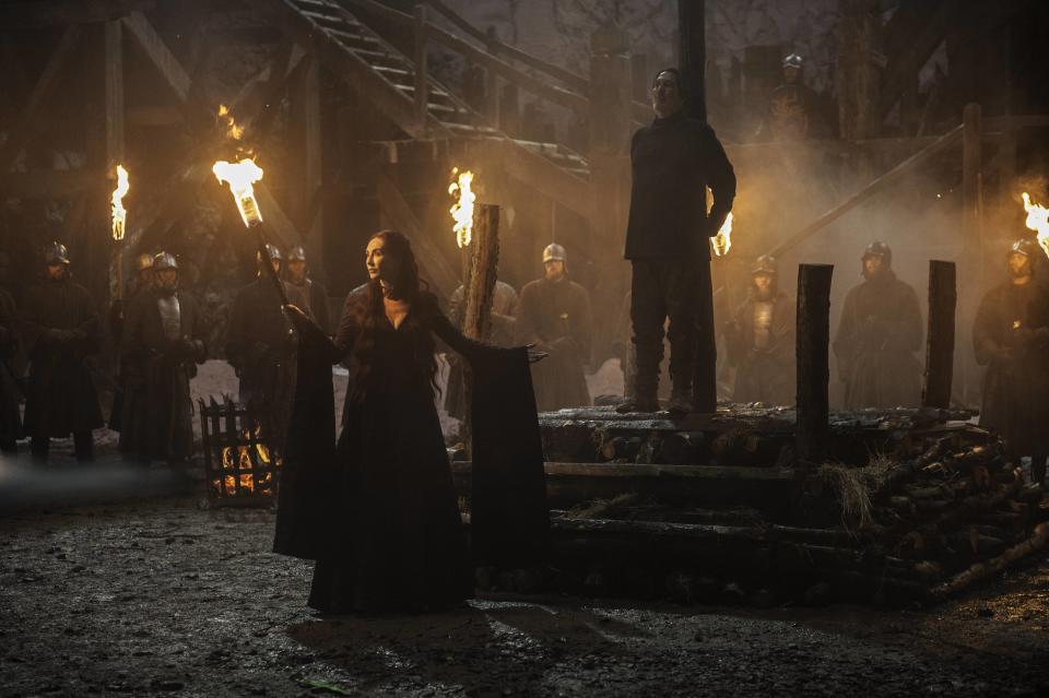 Carice Van Houten as Melisandre and Ciaran Hinds as Mance Rayder on Game Of Thrones. (HBO)