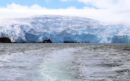 The Collins Glacier is seen in the Fildes Bay, on King George island, Antarctica, Chile February 2, 2019 REUTERS/Fabian Cambero