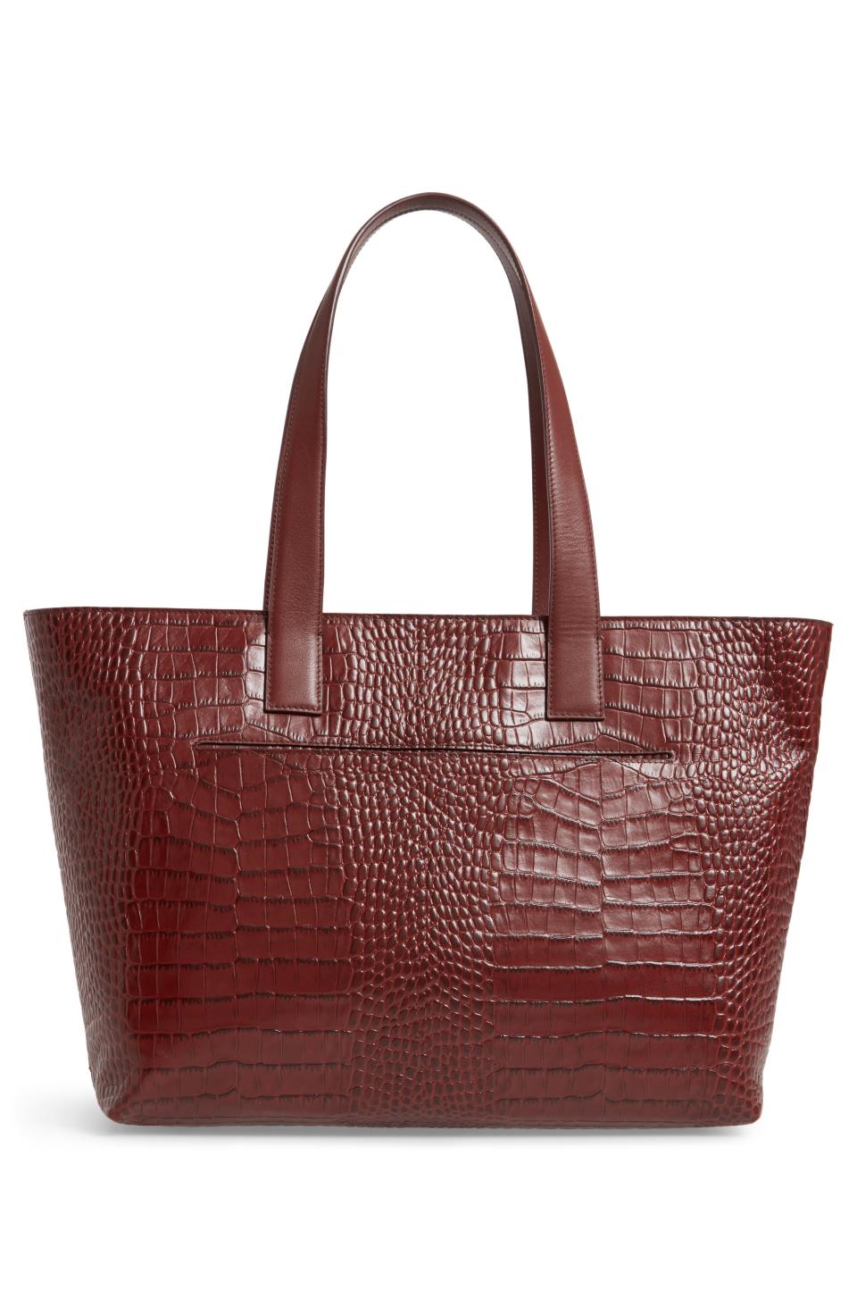 15) Croc Embossed Leather Tote