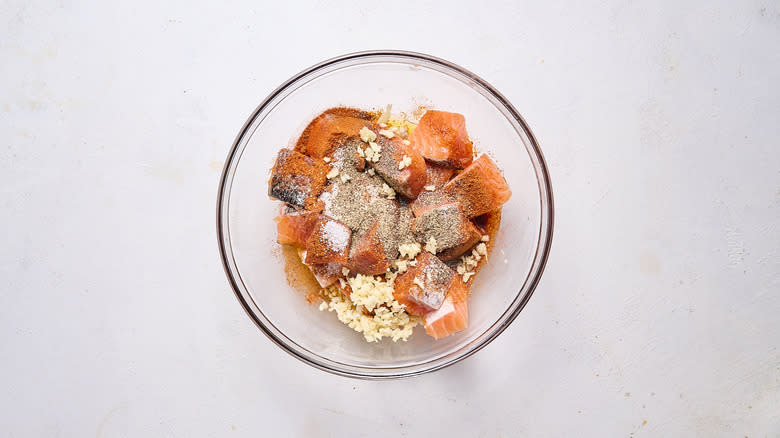 salmon and spices in bowl
