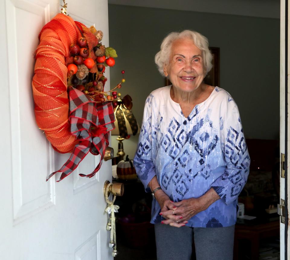 Alice Lawson, 97, in her Lincoln Park, Michigan home on Oct. 13, 2020.
Lawson, originally from Belgium, met her husband John E. Lawson during World War II in Belgium where both were in the medical field.
During the war, Lawson and her family helped hide Jewish people from the Nazi's saving dozens from going to concentration camps.
She married her husband a few days after VE Day in May of 1945.