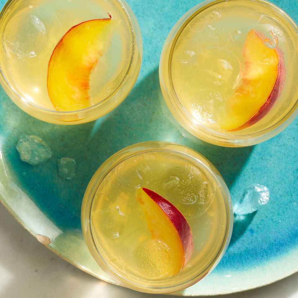 three glasses of Peach Sangria