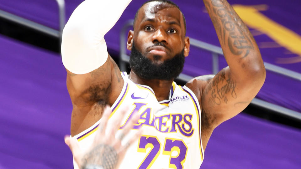 LeBron James, pictured here in action for the Los Angeles Lakers against the Golden State Warriors.