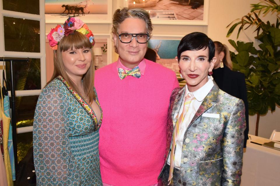 Flora Collins, left, celebrated the release of her book 'A Small Affair' with Cameron Silver and mom Amy Fine Collins.