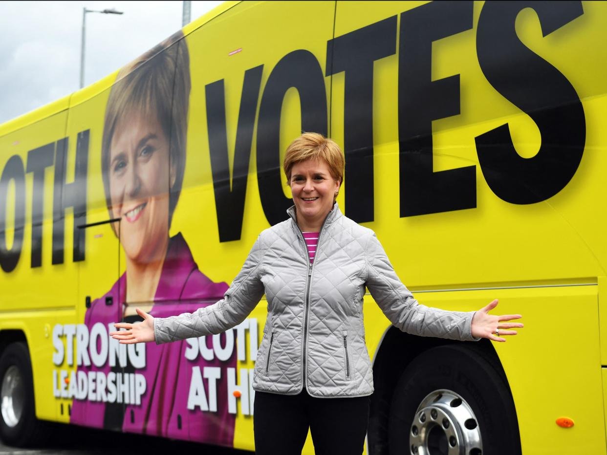 Nicola Sturgeon poses for a photograph as she campaigns in Glasgow (ANDY BUCHANAN/POOL/AFP via Getty Images)