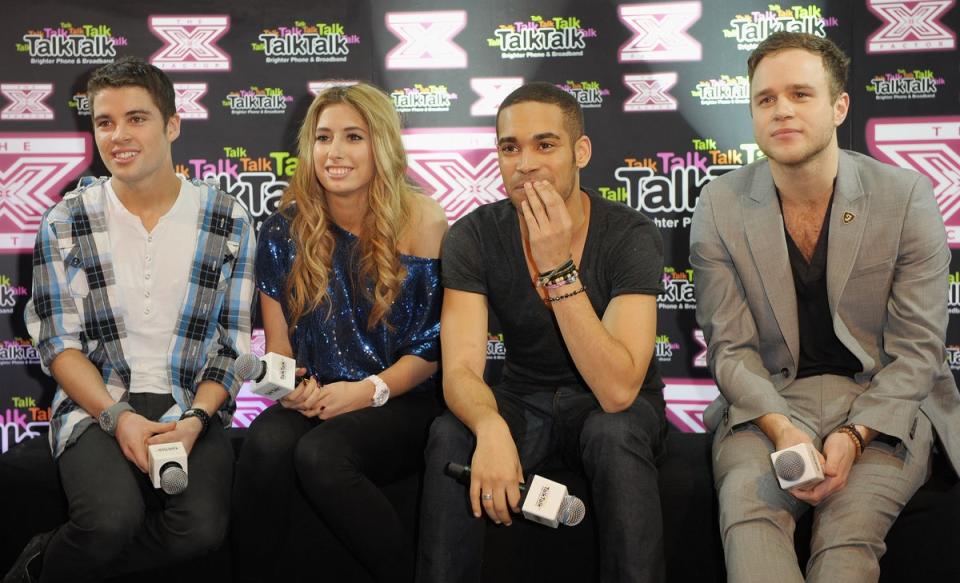 From L-R: ‘X Factor’ contestants Joe McElderry, Stacey Solomon, Danyl Johnson and Olly Murs in 2009 (Getty Images)