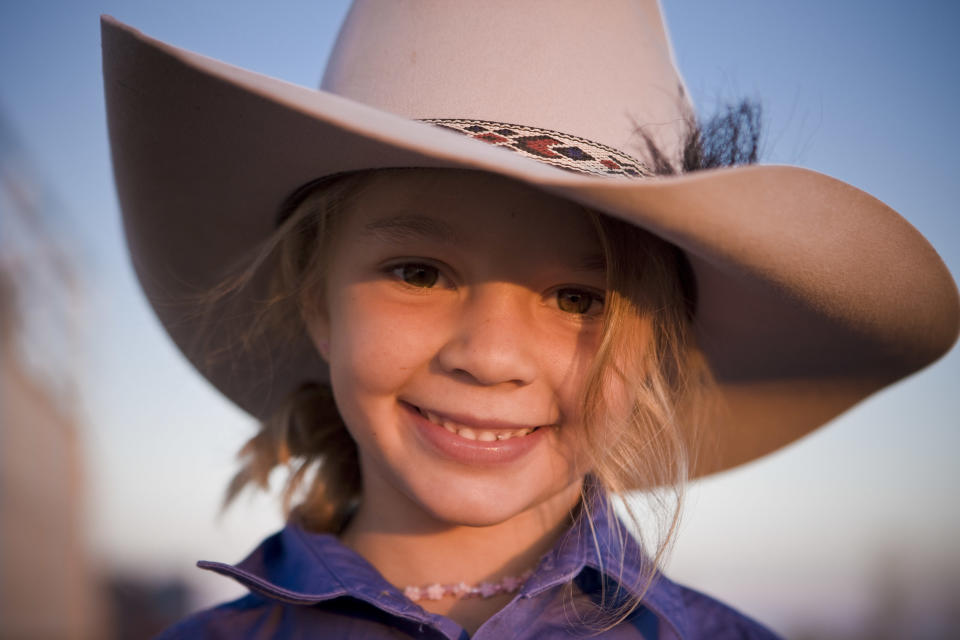 This photo taken in 2009 and provided by Akubra Hats, shows Amy “Dolly” Everett in Brunette Downs in the Northern Territory, Australia. Source: AP