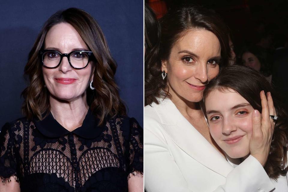 <p>John Lamparski/WireImage; Bruce Glikas/Bruce Glikas/FilmMagic</p> Tina Fey, November 2023 and alongside her daughter Alice, 2008