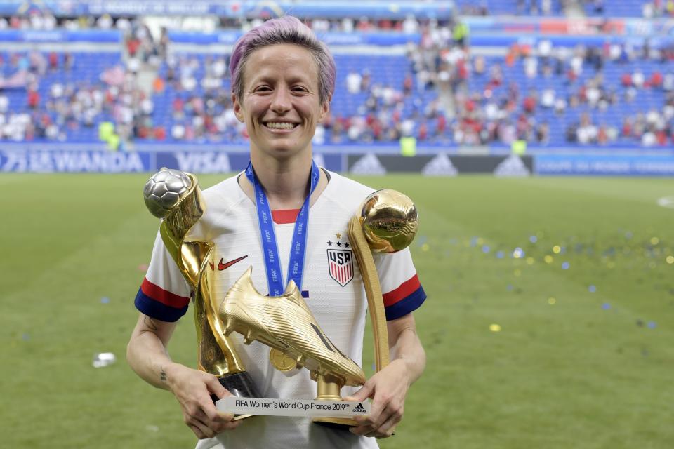 Megan Rapinoe of USA women during the FIFA Women's World Cup France 2019 final match between United States of America and The Netherlands at Stade de Lyon on July 07, 2019 in Lyon, France(Photo by VI Images via Getty Images)