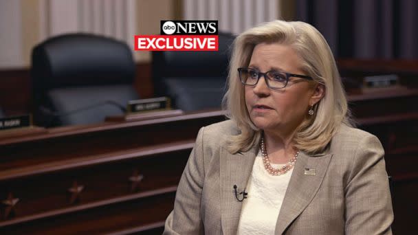 PHOTO: Rep. Liz Cheney speaks with ABC News Chief Washington Correspondent Jon Karl, Aug. 19, 2022, in Washington, D.C. (ABC News)