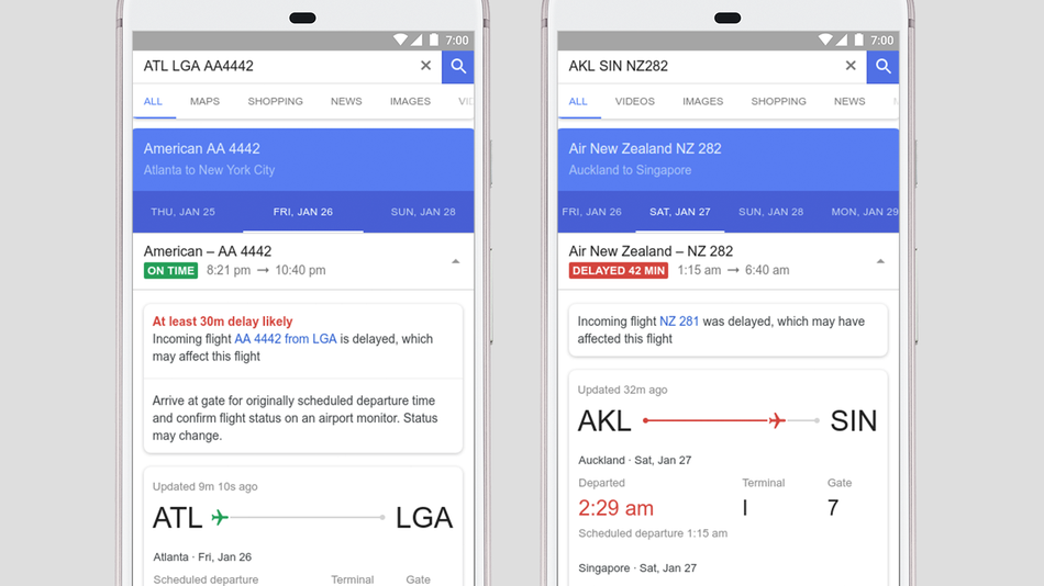 The Google Flights app