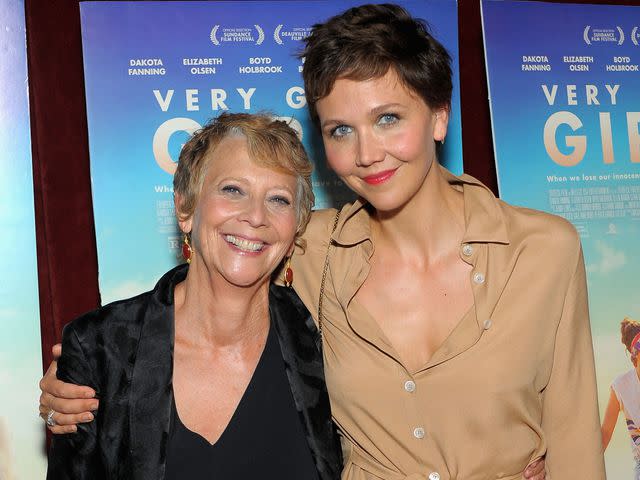 <p>Andrew Toth/FilmMagic</p> Naomi Foner Gyllenhaal and Maggie Gyllenhaal at the "Very Good Girl" premiere in 2014