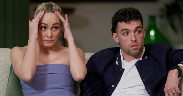 MAFS&#39; Tahnee and Ollie looking stressed at the commitment ceremony.