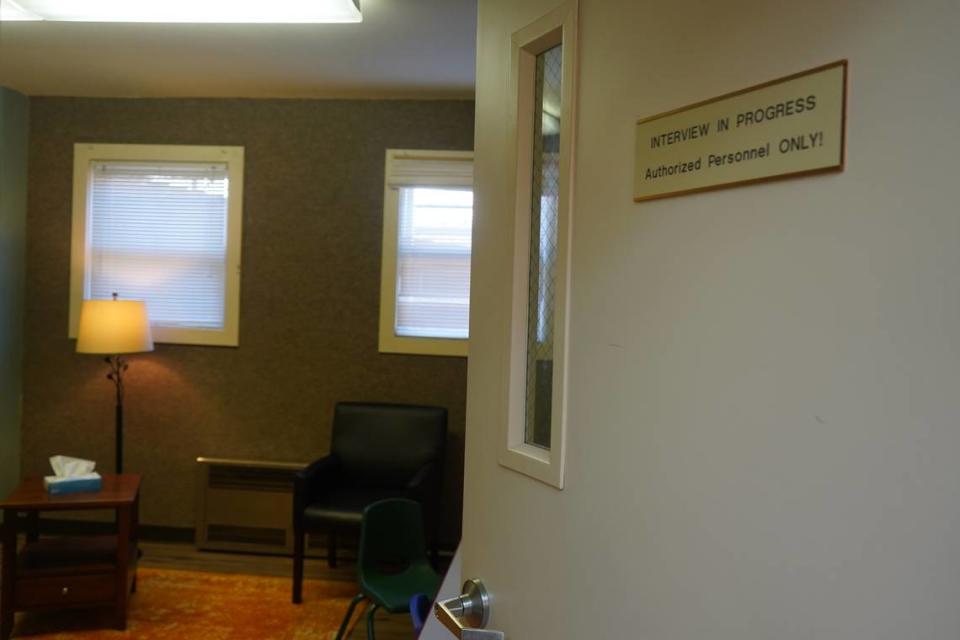 A room in the Brigid Collins Family Support Center is empty on July 18, 2023, in Bellingham, Wash. The room offers a quiet space for licensed professionals to conduct forensic interviews of children who may have experienced abuse or neglect.