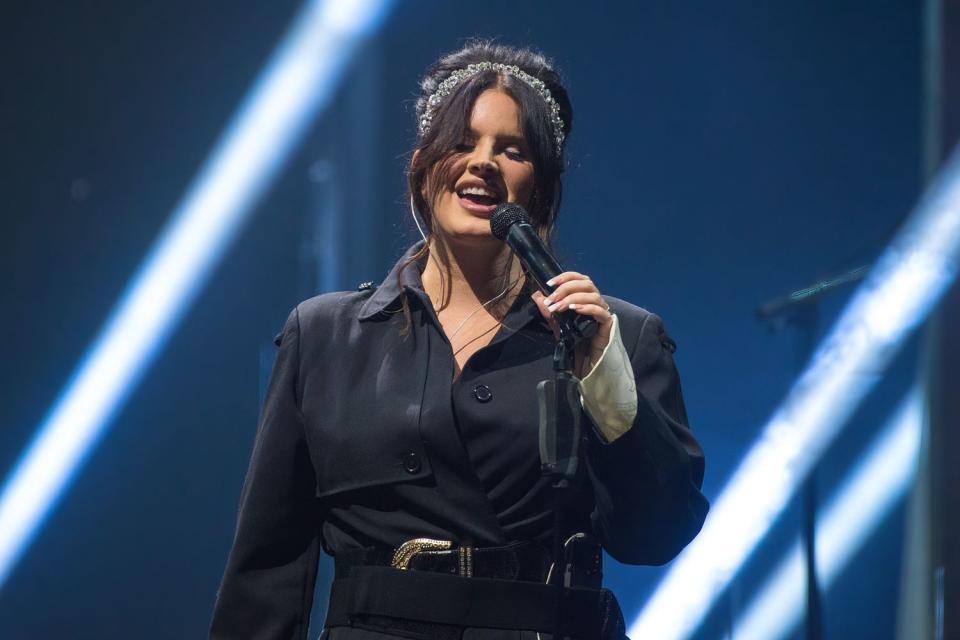 <p>Joseph Okpako/WireImage</p> Lana Del Rey performing at Glastonbury in June 2023